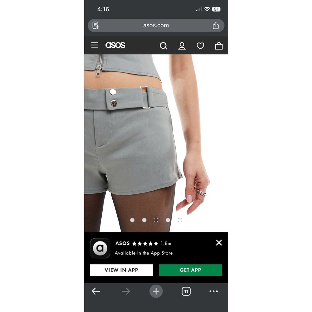 Motel Rocks Jarli Hot Pants XXS | Y2K new w tags Micro Shorts | NWT gray - Picture 13 of 13